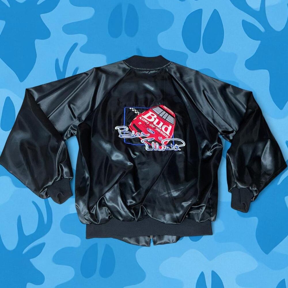 Vintage Bill Elliott Budweiser Racing Bomber Jacket Size L